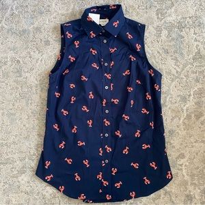 J. Crew Navy lobster print top